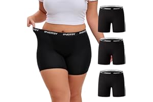 INNERSY Women's Plus Size Bamboo Boxer Briefs Soft Anti-Chafe Boy Shorts Underwear 3-Pack