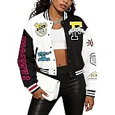 COZYPOIN Women's Varsity Jacket Cropped Letterman Jacket Lightweight Button Down Bomber Racer Baseball Y2K Coats