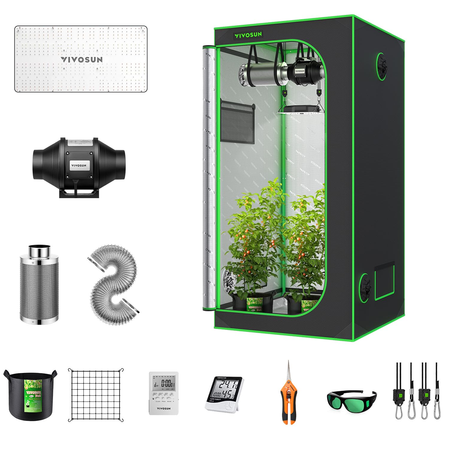VIVOSUN GIY 3x3 Grow Tent Complete System, 3x3 ft. Grow Tent Kit