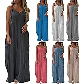 Baggy Overalls for Women Oversized Wide Leg Jumpsuits with Pockets Loose Fit Casual Summer Boho Palazzo Pants