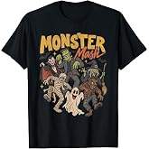 Cute Vintage 90s Monster Mash Ghost Witch Vampire Halloween T-Shirt