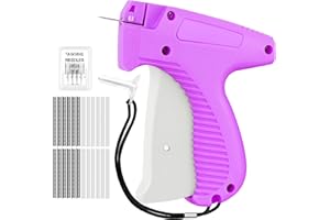 HABGP Stitch Gun for Clothes, Handheld Stitch Tag Gun, Mini Sewing Kit Micro Tagging Gun for Quick Clothing Fixer, Sewing Tool Kit with 1,200 Black & 1,200 White 5mm Mini Fasteners, 6 Needles (Purple)