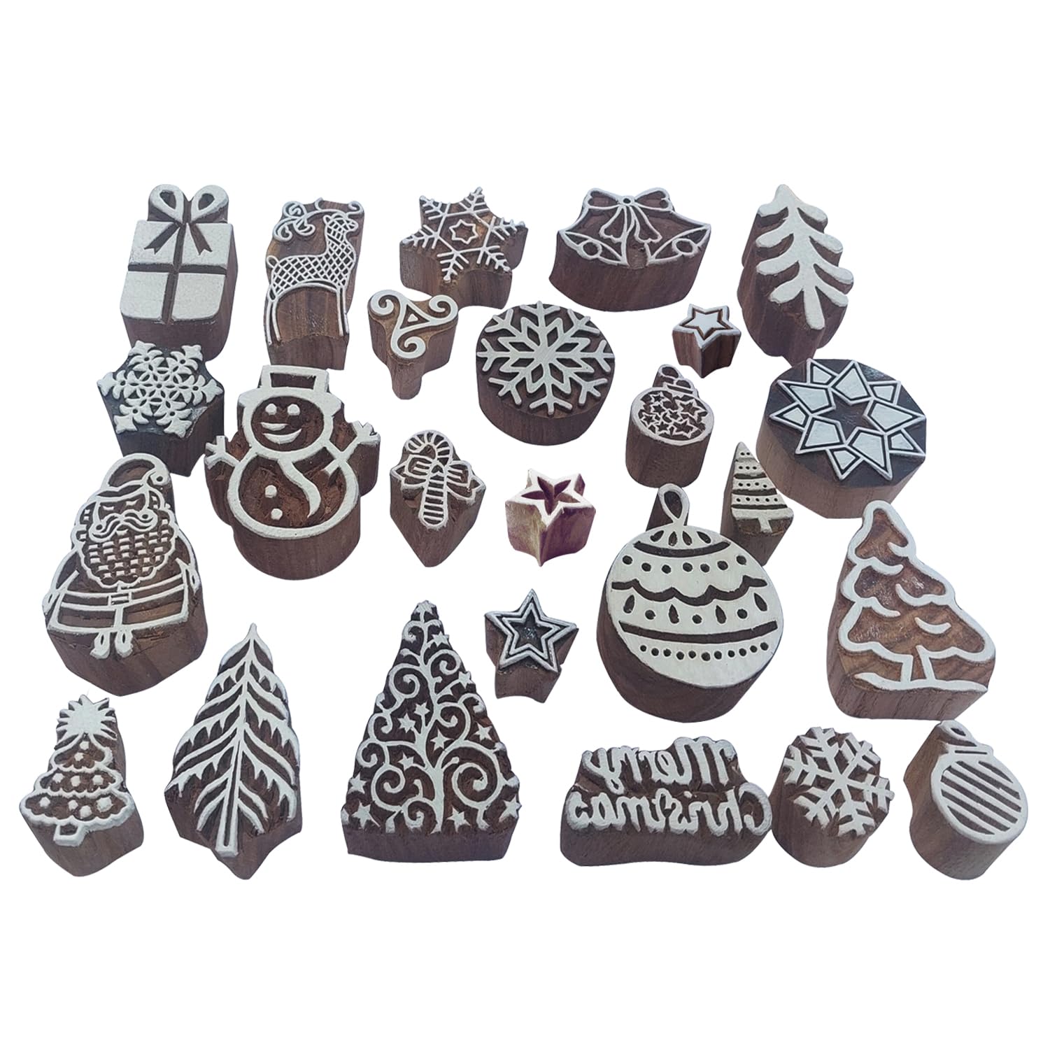 Royal Kraft Christmas Wooden Block Printing Stamps (Set of 25) Bulk01_25D