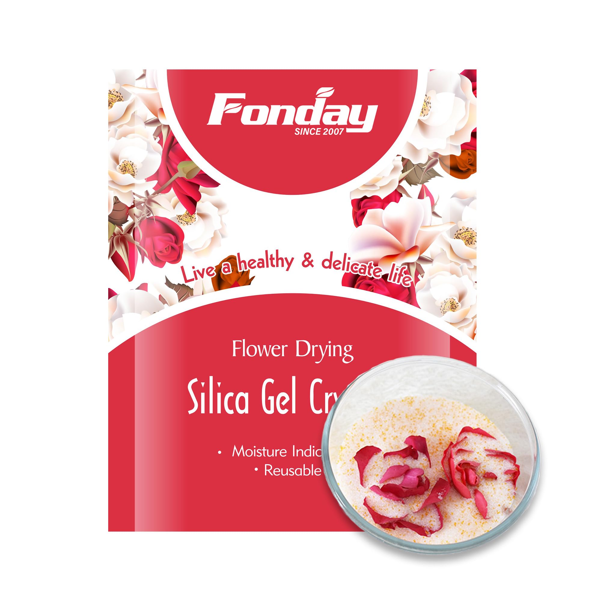 Fonday Silica Gel Flower Drying Crystals for Wedding Bouquet Preservation Color Indicating Reusable Bead Size Less Than 1mm (5LBs) — image 1