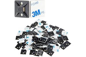 XHF 100 PCS 3/4" Black Self Adhesive Cable Zip Tie Mounts Wire Cable Clips Holders Management Anchors Organizer Holders Squares(HS-101S)