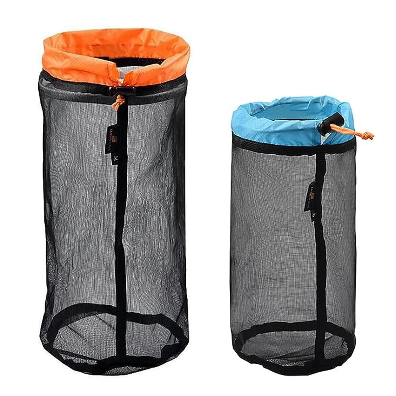 Qianxihu 2Pcs Travel Stuff Mesh Sack Drawstring Bags Lightweight Nylon Net Bag Durable Mesh Storage Bag for Camping Hiking Beach