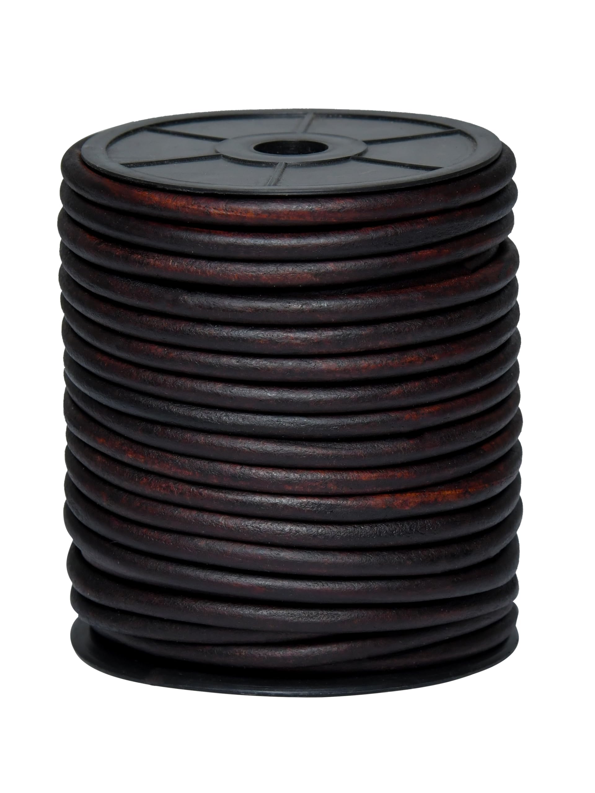 Cords Essentials Round Leather String Cord 6mm Distressed Dark Brown 5.5 Yards