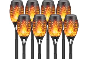 FAISHILAN 8 Pack Solar Flickering Flame Torch,Solar Torch Lights LEDs Waterproof Solar Outdoor Light Decor Outdoor Lights Torches Dancing Flame