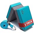 Heathyoga Yoga Blocks 2 Pack with Strap, High Density EVA Foam Yoga Block and Yoga Strap Set to Support and Improve Poses and Flexibility