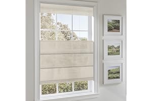 Sulugood Top Down Bottom Up No Drill Roman Shades for Windows No Tools Roman Shades, UV Protection, Thermal Insulation Roman Blinds, Easy to Install, Light Filtering-Linen Beige 34" W x 72" H