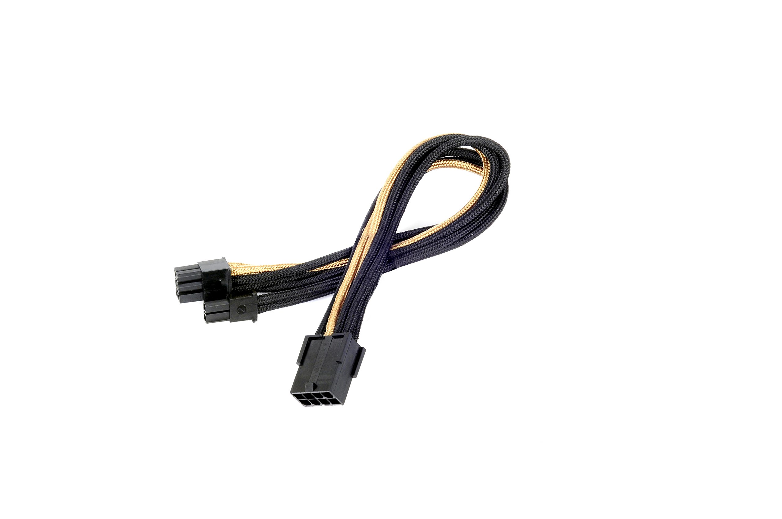 SilverStone SST-PP07-PCIBG - 25cm 8pin to PCI-E 6+2pin Sleeved Extention Cable, black gold