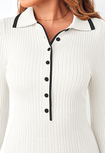 MEROKEETY Women's Long Sleeve V Neck Sweater Dress 2025 Fall