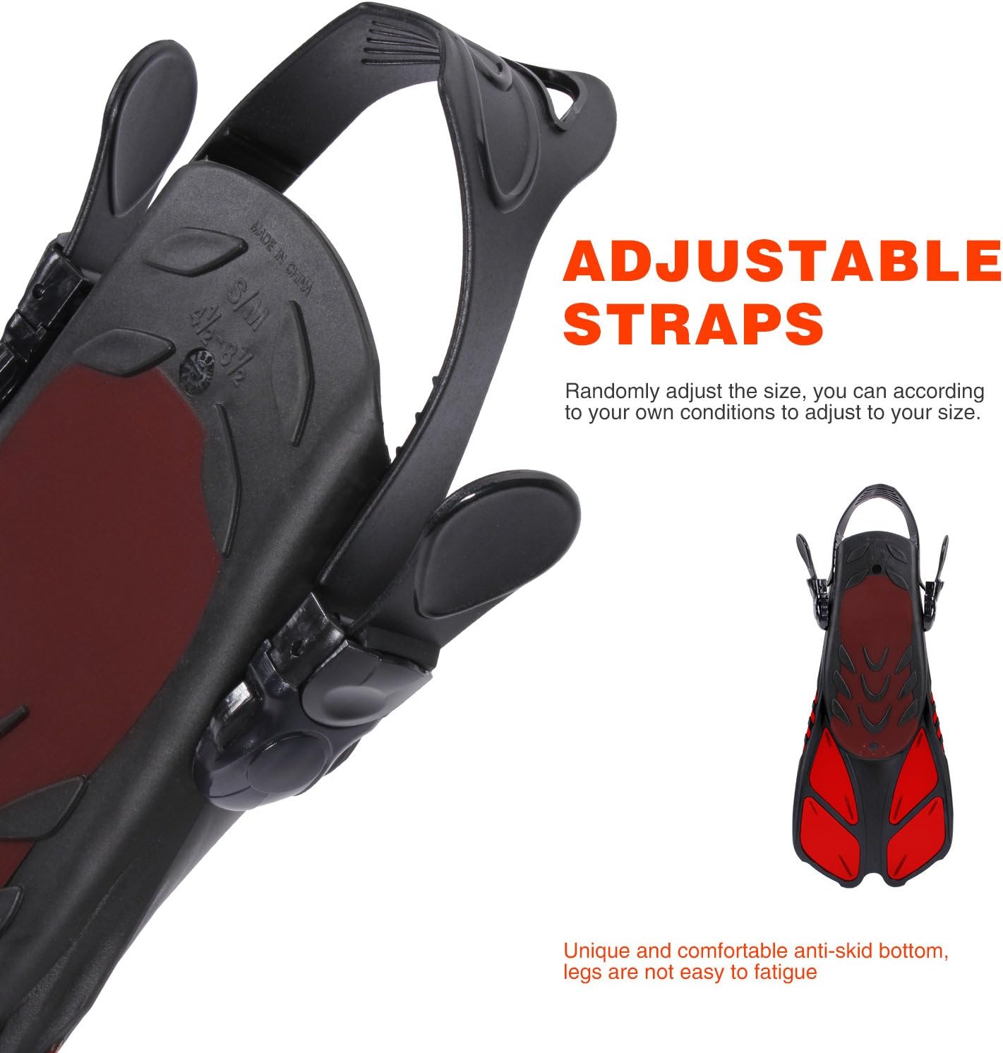 CAPAS Snorkel Fins, Swim Fins Travel Size Short Adjustable for Snorkeling Diving Adult Men Women Kids Open Heel Swimming Flippers : Sports & Outdoors