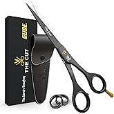The Cut Factory&reg; Hair Scissors &amp; Hair Cutting Scissors - 6.5&rdquo; Matte Black Professional Barber Shears with Micro-Serrated Blade, Gift Box &amp; Leather Pouch