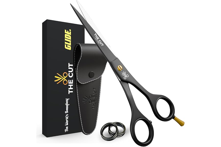 The Cut Factory® 6.5” Matte Black Luxury Hair Scissors – Ultra-Sharp High Carbon Steel Barber Shears for Men, Women & Kids – Gift-Boxed with Leather Pouch – Precision Cutting for Salon & Home