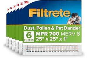 Filtrete 25x25x1 AC Furnace Air Filter, MPR 700, MERV 8, Tough on Pollen, Easy on Airflow, 3-Month Pleated 1-Inch Electrostat