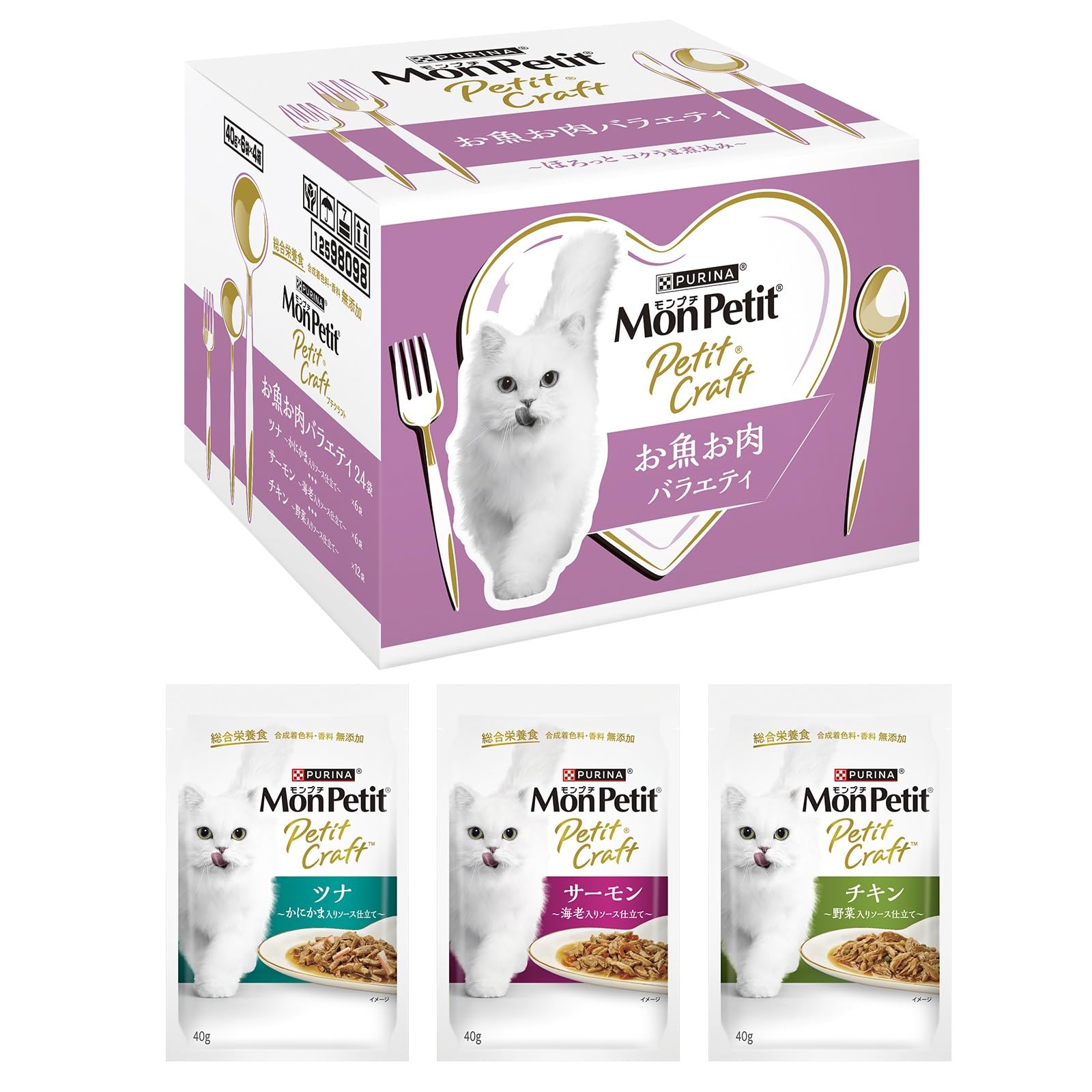 モンプチ プチクラフト パウチ お魚お肉バラエティ ２４袋入【Amazon.co.jp限定】商品画像