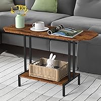 Rustic Coffee Table for Living Room Center Table with Storage Shelf 2-Tier Wood Tea Table Industrial Rectangle Coffee Table f