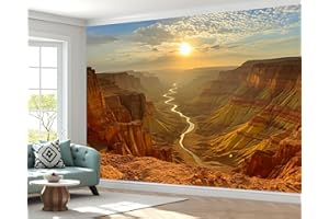 Peel and Stick Wallpaper Wall Mural 100'' x 144'' Self-Adhesive Grand Canyon Sunset Winding River Vibrant Rock Layers Large W
