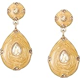 SWEETV Vintage 18K Gold Plated Statement Earrings for Women Trendy, Antique Enamel Chunky Drop Dangle Earrings, Big Crystal Earrings for Fashion Prom Jewelry Gifts