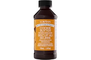 LorAnn Oils Cookie Butter Bakery Emulsion: True Essence, Ideal for Boosting Fruit Tones in Cakes, Cookies & Desserts, Gluten-Free, Keto-Friendly, Extract Substitute Essential for Your Kitchen, 4 Oz