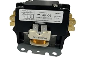 HIATSU HVAC Motor Contactor 1 Pole FLA 40 Amp Coil 24VAC Air Conditioner Definite Purpose Contactor Replacement Relays, A/C, Heat Pump, Refrigeration Systems (1 Pole 40A 24V)