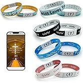 FRYTEPUYE 5PCS NFC Bible Verse Bracelets, Daily Verse Bracelet, Wearable Christian Bracelet, Inspirational Bible Verse Religious Jewelry Gifts for Men Women