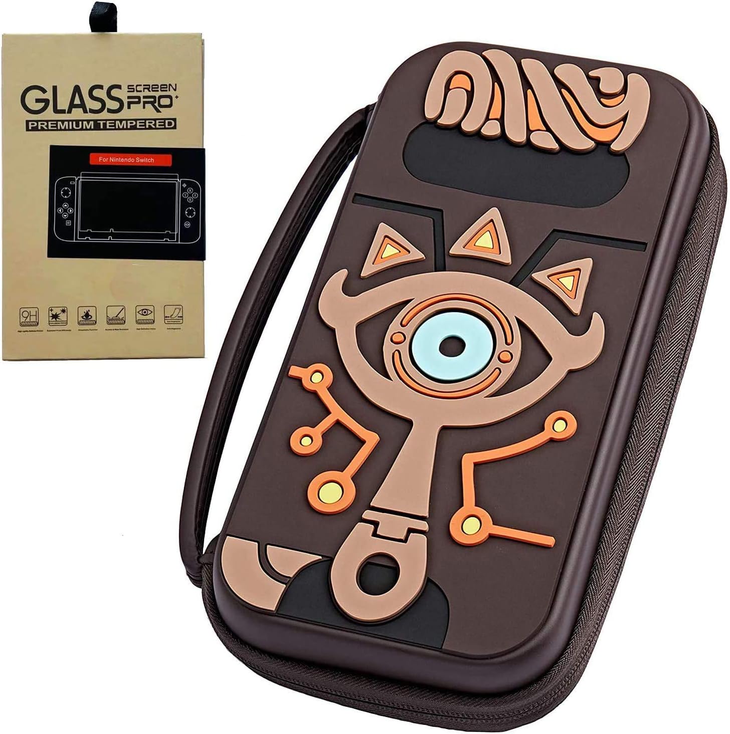 NtoCase Carrying Case compatible with Nintendo Switch Zelda, Silicone Hard Shell Pouch Embossed With Link Sheikah Slate Eye, travel Carrying Case Pouch for Nintendo Switch Console & Accessories