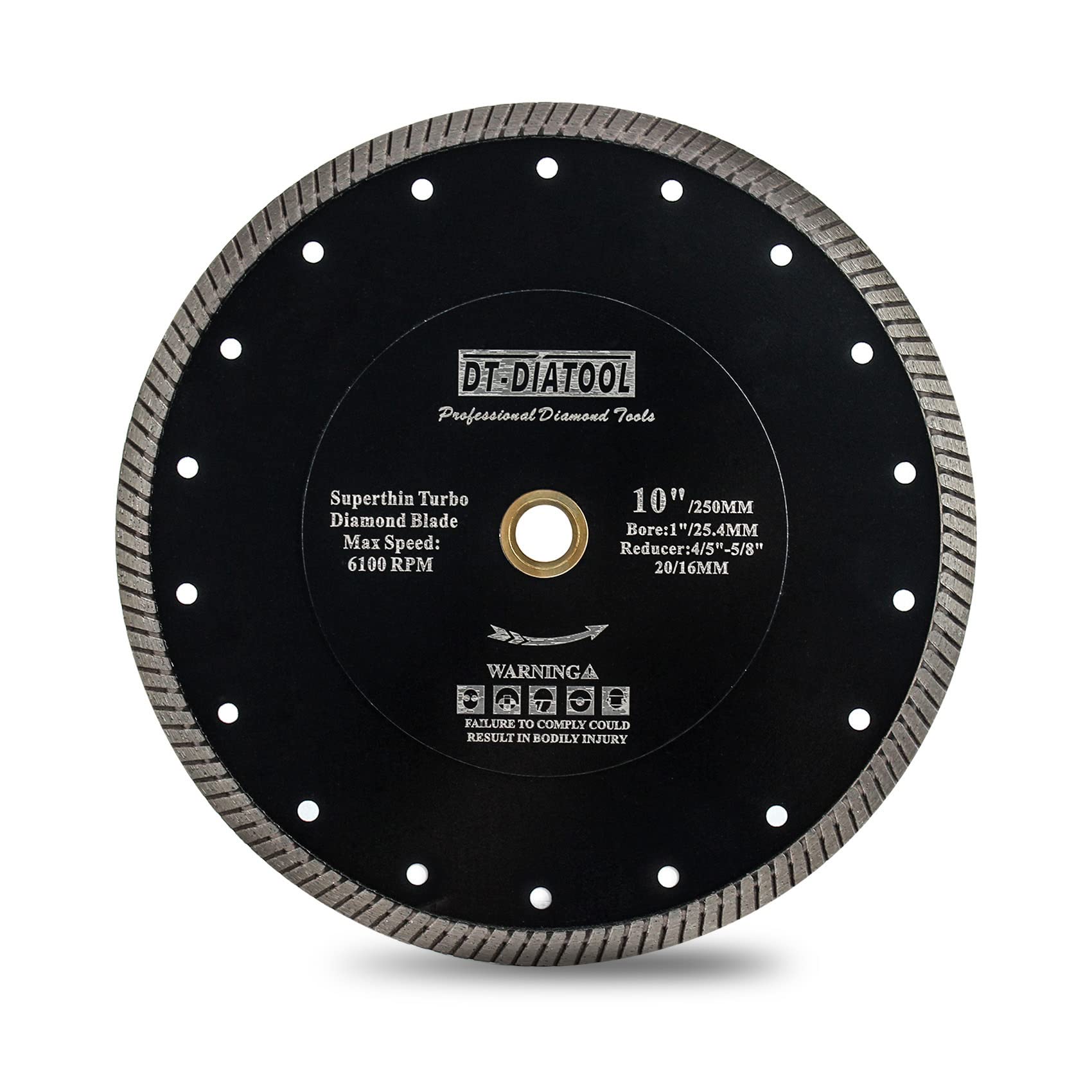 DT-DIATOOL Diamond Cutting Disc 250mm Super Thin Tile Cutting Disc with Turbo Segments for Ceramic Granite Marble Artificial Stone