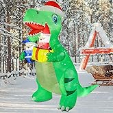 Vipush 8 FT Christmas Inflatable Decorations Dinosaur Christmas Decorations Outdoor Inflatable with LED Light, Outdoor Holiday Decor Blow Up Yard Decor