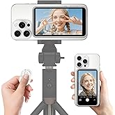 Upgrade Vlog Selfie Monitor Screen for iPhone & Android with Zoom/Remote/Speaker, Magnetic Phone Back Camera Selfie Monitor, Content Creator Essentials, Wireless Mirroring for YouTube Live Streaming