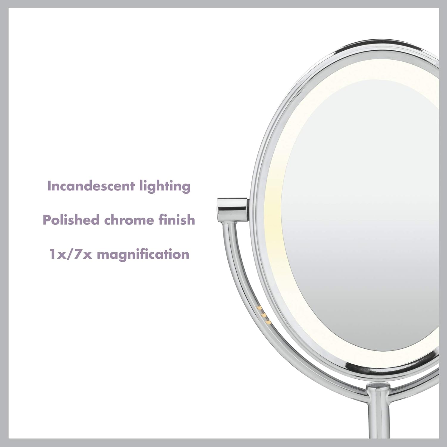 Conair Reflections Double-Sided Lighted Vanity Makeup Mirror, 1x/7x magnification, Polished Chrome : Personal Makeup Mirrors : Beauty