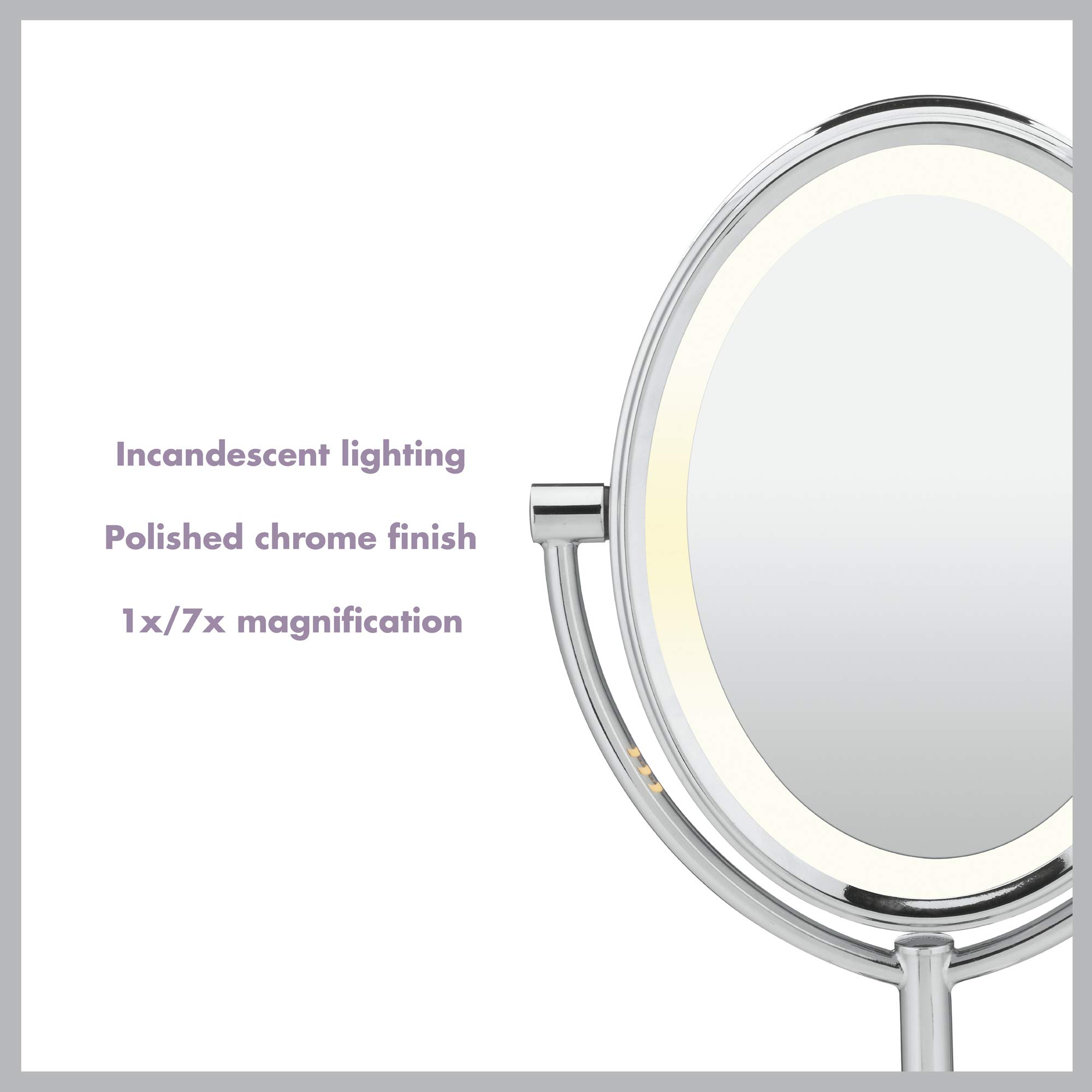 Conair Reflections DoubleSided Lighted Vanity Makeup Mirror, 1x/7x
