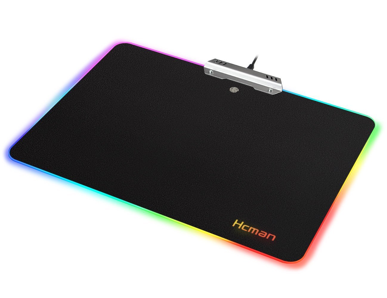 LED RGB Gaming Mouse Pad - Hcman Comfortable Lighting Hard USB Wired Colorful Waterproof Mice Mat for Computer PC & Mac Gamers (Black)