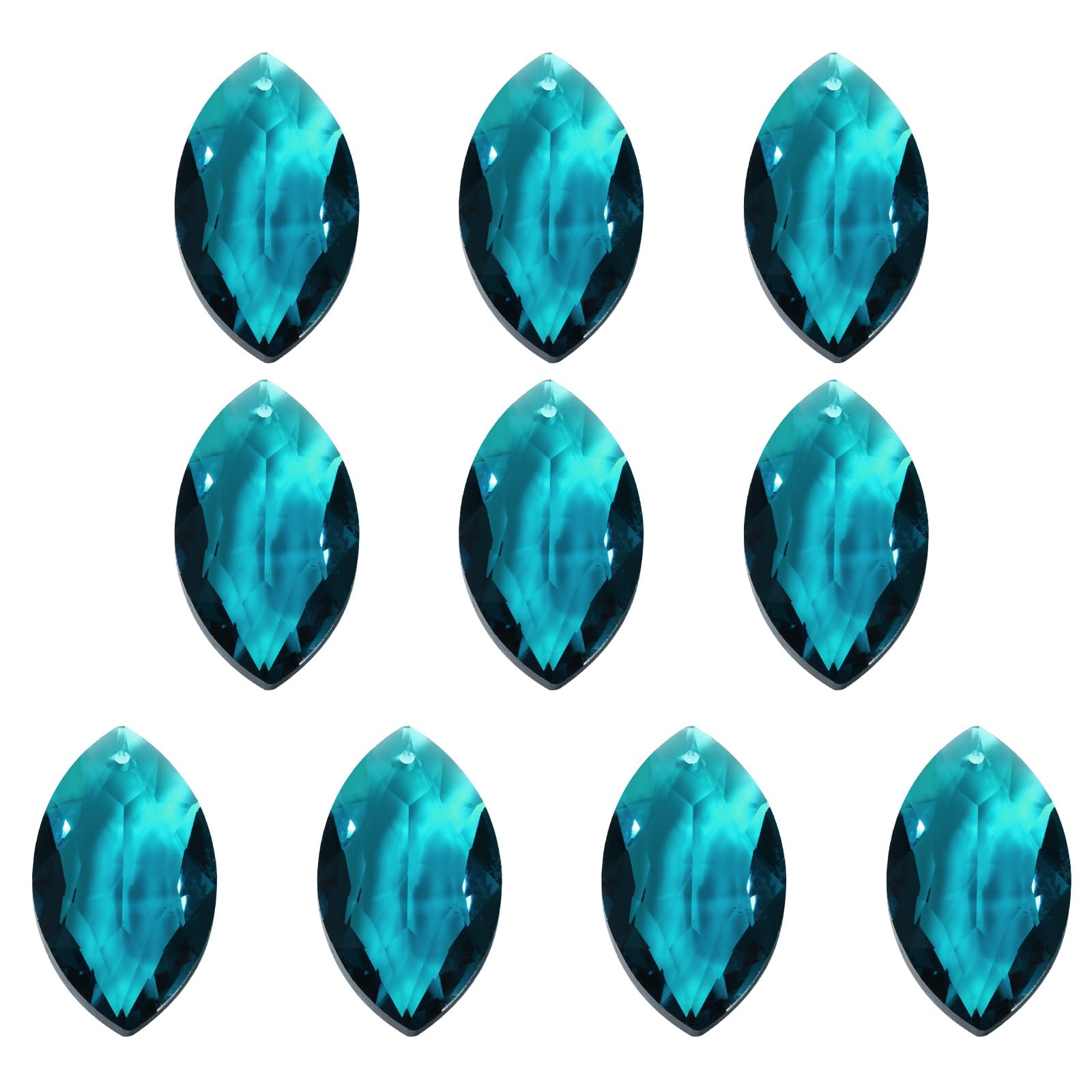 PATIKIL K9 Crystal Pendants Oval Beads, 10 Pack 38mm Chandelier Prisms Parts Hanging Beads DIY Lamp for Arts Crafts Decoration, Sky Blue