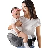 HKAI Baby Hip Carrier,Baby Carrier with Adjustable Waistband & Breathable Mesh, Ergonomic Carrier with Non-Slip Hip Seat Surface for Newborns & Toddlers (Grey)