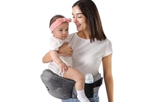 HKAI Baby Hip Carrier, Mom’s Choice Award Winner, Baby Carrier with Adjustable Waistband & Breathable Mesh, Ergonomic Carrier with Non-Slip Hip Seat Surface for Newborns & Toddlers, (Grey)