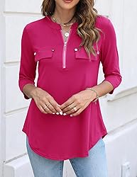 Halife Womens Tops 3/4 Length Sleeves V Neck