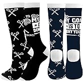 Jeyiour 2 Pair Lacrosse Socks Woven Mid Calf Hockey Athletic Socks for Men for Youth and Adult Basketball Football Baseball Sports Black and Navy Blue