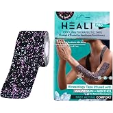 Heali Kinesiology Tape with Magnesium and Menthol, 20 Pcs Precut Strips, K Tape Roll, Knees, Physical Therapy Sports Tape for Muscles and Joints, Water Resistant, Pink Splatter