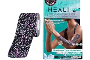 INNOVATIONS BY HEALI Heali Kinesiology Tape with Magnesium and Menthol, 20 Pcs Precut Strips, K Tape Roll, Knees, Physical Therapy Sports Tape for Muscles and Joints, Water Resistant, Pink Splatter