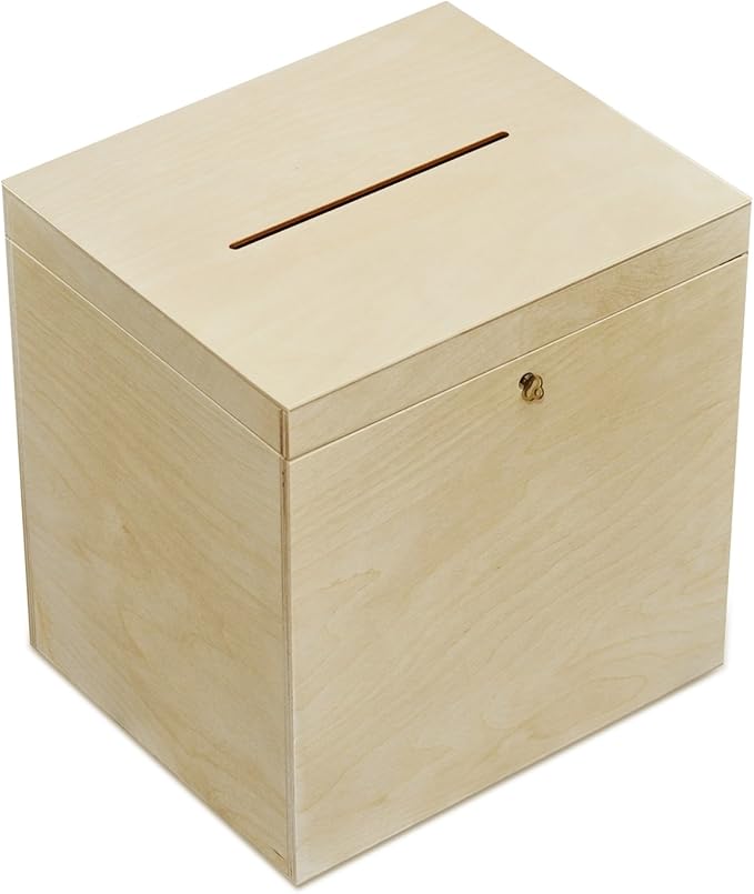 Creative Deco Boda Caja Madera | Cerradura y Llave | 29 x 25 x 30 cm