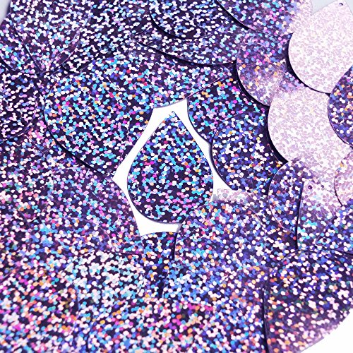Sequin Tear Drop 1.5 inch Lilac Lavender Glitter Hologram Multi Reflective Metallic Couture Paillettes. Made in USA. For embroidery, costume, embellishment