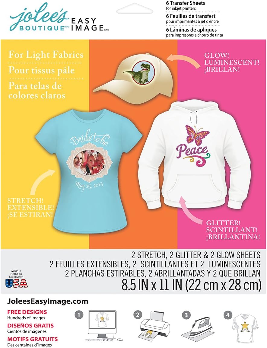 Jolee S Easy Image Transfer Sheets 8 5 X11 6 Pkg For Light Fabrics Jolee S Easy Image Transfer S Amazon Co Uk Office Products