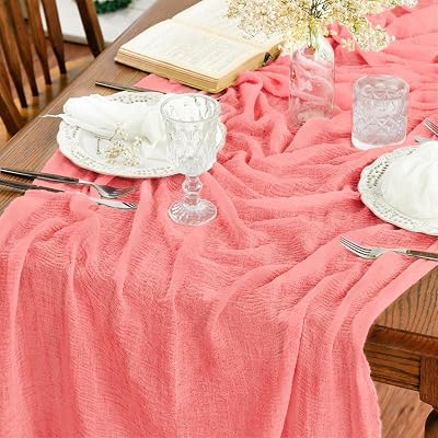 Artoid Mode Boho Coral Gauze Table Runner 300 cm