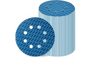 ZHONGHAINUO Orbital Sander Sandpaper 5 Inch 8 Hole Sanding Disc Hook and Loop Pads Sand Paper 400 Grit for Wood Metal 70 PCS Blue Aluminum Oxide Anti Blocking Rhombus Sanding Discs