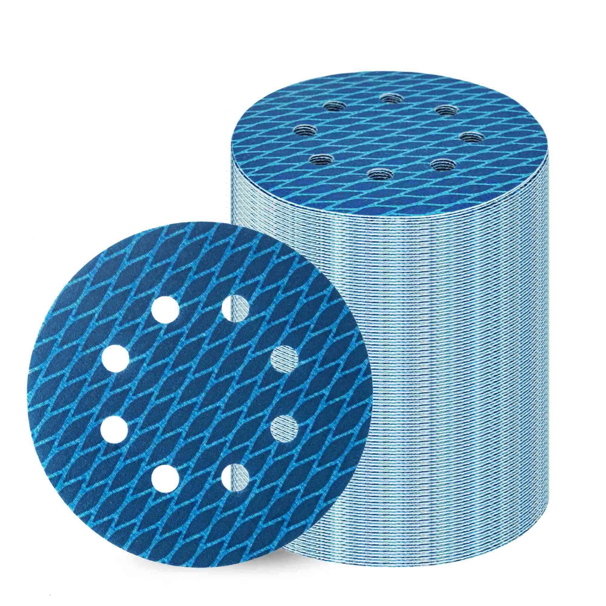 Orbital Sander Sandpaper 5 Inch 8 Hole Sanding Disc Hook and Loop Velcro Pads Sand Paper 400 Grit for Wood 70 PCS Blue Aluminum Oxide Anti Blocking Rhombus Sanding Discs