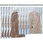 Vacbird Hanging Vacuum Storage Bags for Clothing 8 Pack Hanging Vacuum Seal Bags for Clothing Suit Bags Closet Storage, Hanging Plastic Clothes Cover for Coat, Dress, Fur, Shirt