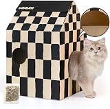 Conlun Cardboard Cat House with Scratching Board Medium 33Lx32Wx50H cm view 9