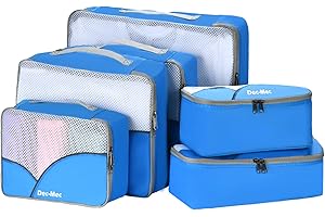 Dec-Mec 6 Set Packing Cubes for Travel (L,M,S,XS)-Suitcases Organizer Set for Travel Accessories Travel Essentials, Luggage Packing Bags for Carry on Suitcase (6set, Blue)